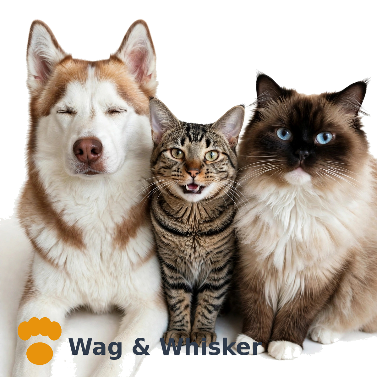 Wag & Whisker Pet Trio T-Shirt – Two-Sided – White